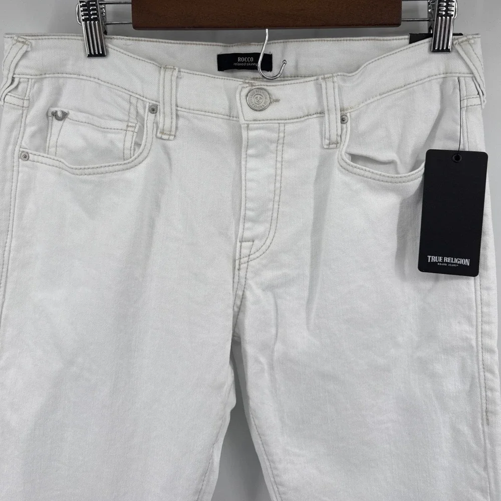 True Religion Rocco Relaxed Skinny Jeans Mens 31 Optic White 105011 NWT